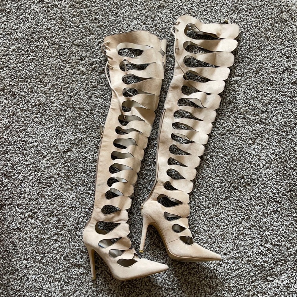 High knee heels